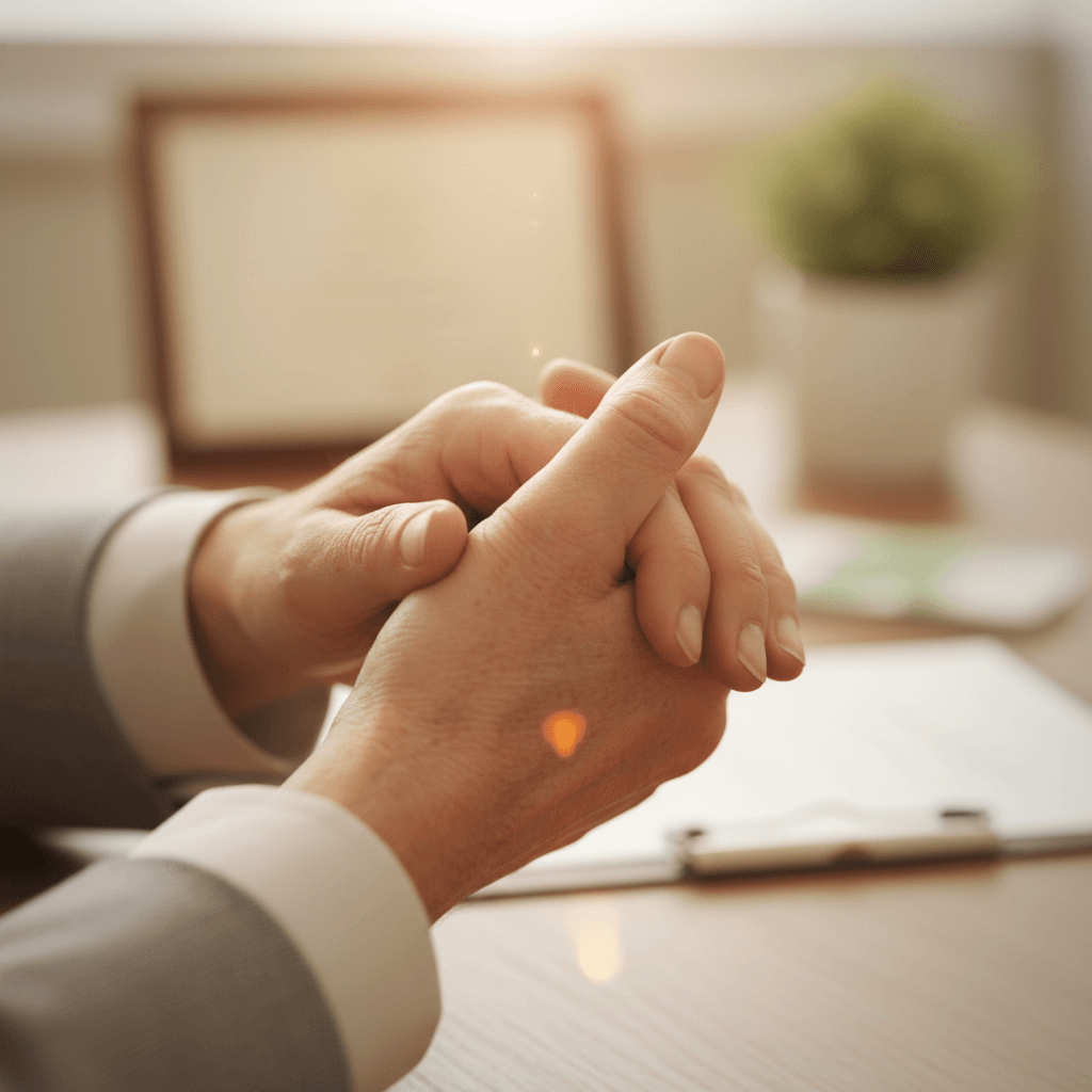 Family member and senior showing trust during consultation